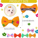 KUTKUT 40Pcs Assorted HandmadeDog Cat Hair Bows Small Dog Cat Hair Clips Cute Puppy Dog Small Bowknot Hair Bows with Metal Clips Handmade Hair Grooming Clips for Yorkshire, Bichon Frise etc -